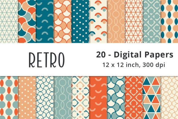 Download Retro Teal and Orange Geometric Pattern - Premium Resources