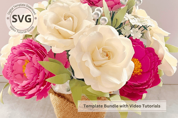 Download Potted Paper Roses &amp; Peony Flower - Premium Resources